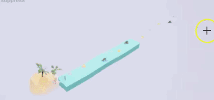 Sped-up top-down view of the obstacles spawning, scrolling, and eventually despawning[br]In the real game, you only see a side-view of the water, so you never see the obstacles appear and disappear