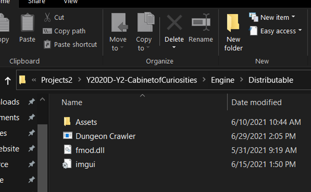 The resulting distributable folder