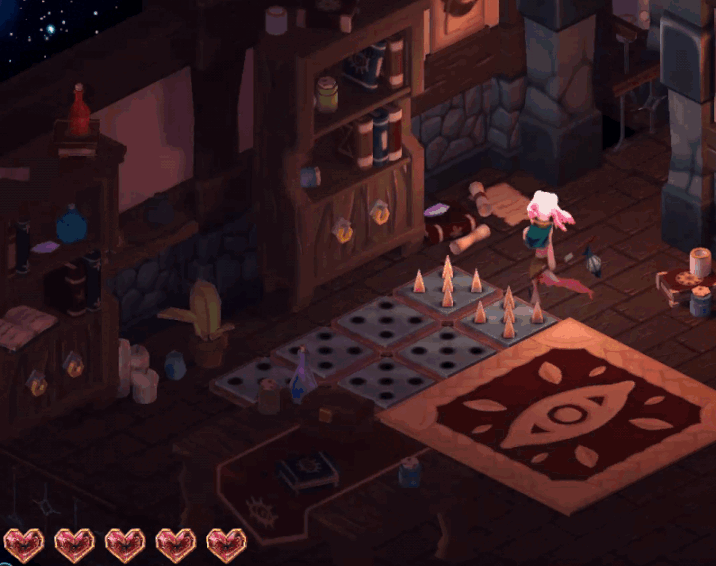Spike traps were implemented without animations by swapping out models as if they were animated sprites