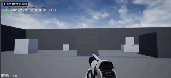 Bullets being shot through a portal