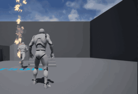 An AI programmer on the team decided to use my systems and interface to create an enemy that would try to set itself on fire and then seek out flammable objects like the player to set them on fire as well[br][br]This is a simple example of how easily mechanics can be tied to these systems without affecting the rest of the codebase
