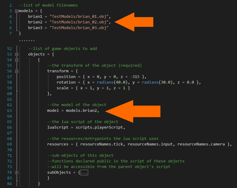 .obj model files referenced in a scene file