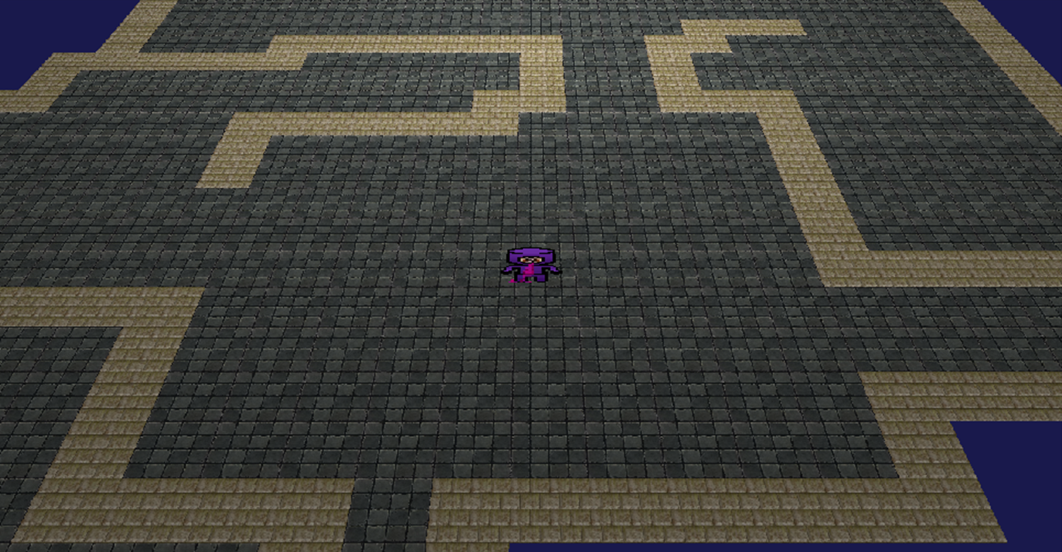 The first screenshot of the renderer when it was first integrated[br][br]It was fully capable of rendering 3D models, but the game only had textures on planes at the time. There is also nothing wrong with the camera angle, that's how it looked on PC as well